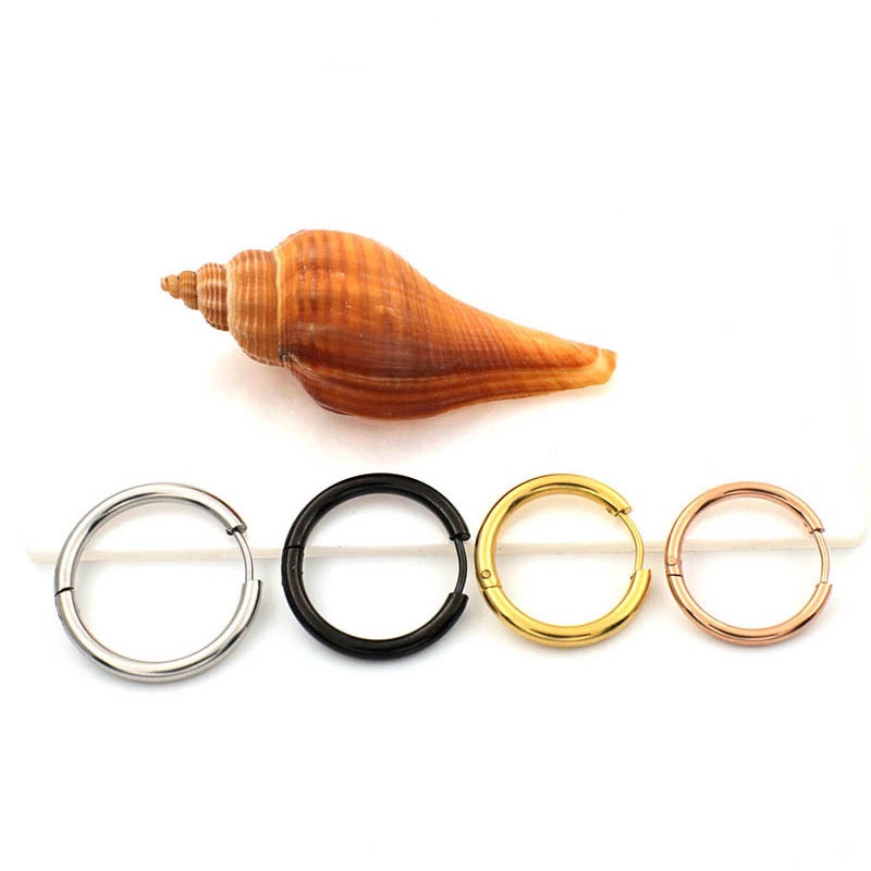 1 Chiếc Bông Tai Khoen Tròn Bằng Thép Titan Không Gây Dị Ứng Phong Cách Hàn Quốc