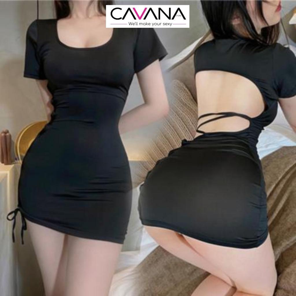 Váy ngủ gợi cảm, đồ ngủ sexy cao cấp lụa lạnh cột chéo dây bên hông N90 - CAVANA STORE