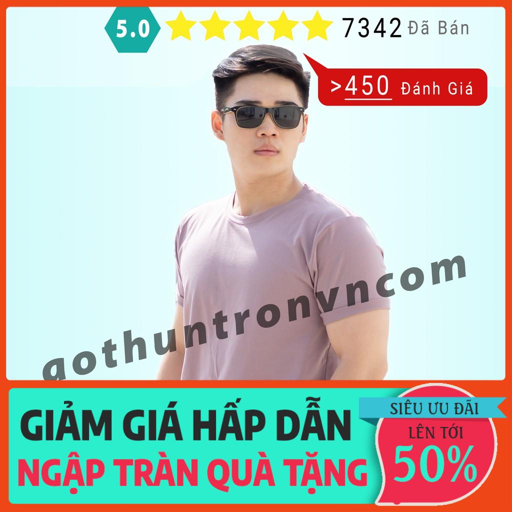 Áo thun nam trơn cotton 4 chiều vải dày mặc mát áo thun ngắn tay cổ tròn RIN STORE Tím Môn phom basic suông rộng new