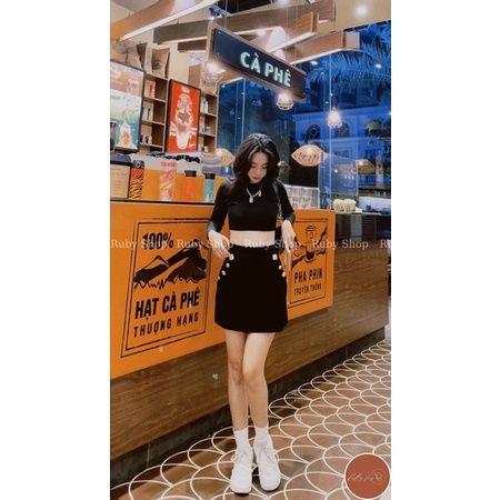 Chân Váy Nhung Đính Cúc Hoa , Chất Dày Dặn , Lên Dáng Siêu Hot Cho Nàng