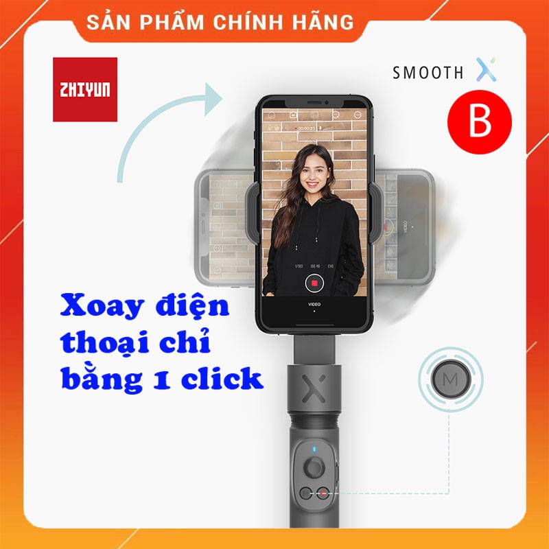 Gimbal chống rung Zhiyun Smooth X Chống rung cho điện thoại kết hợp gậy tự sướng,gậy selfie(HÀNG CHÍNH HÃNG BẢO HÀNH)