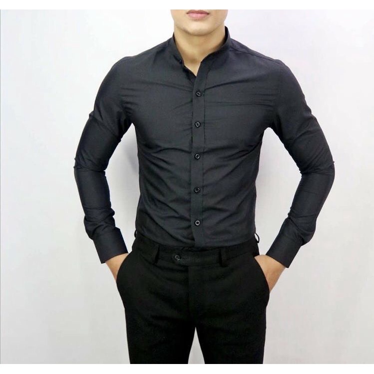 Áo Sơ Mi Nam Dài Tay Somi Cổ Tàu Thời Trang Công Sở Chất Vải Lụa Dày Đẹp Lên Phom Chuẩn Dáng Thoải Mái