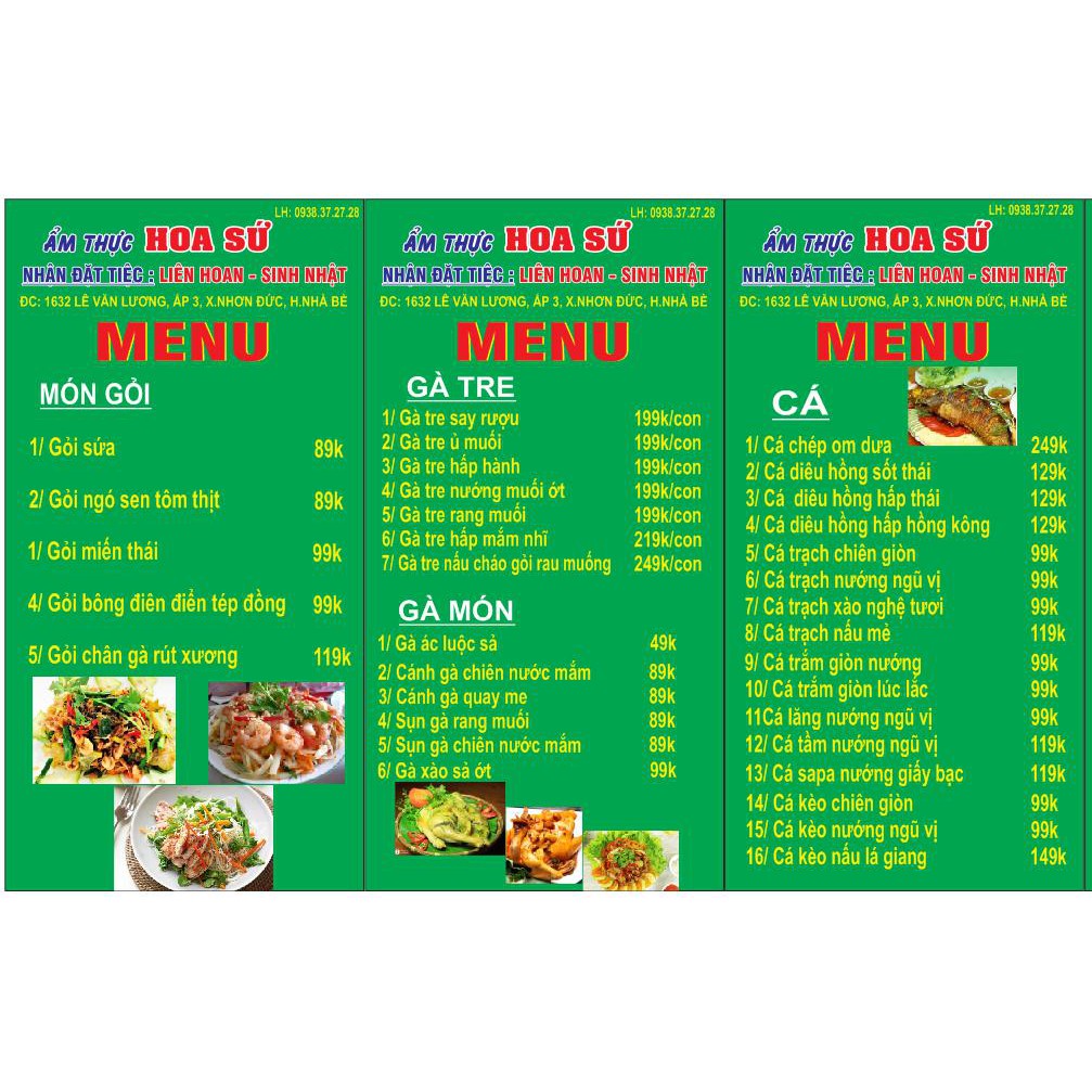 Menu a4 giá rẻ. thiết kế theo yêu cầu. in màu ep cứng plastic