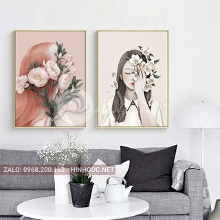 Tóp sale 💘 siêu phẩm tranh canvas cô gái nghệ thuật đẹp vượt thời gian, ốp khung cao cấp tặng đinh treo