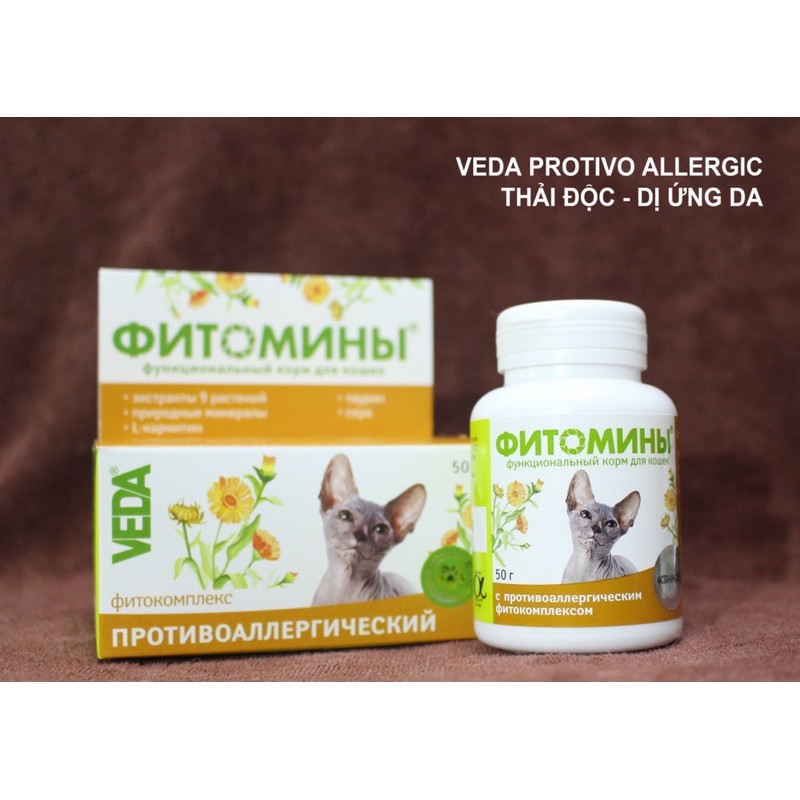 VEDA viên thải độc da, chống dị ứng cho mèo nhập Nga