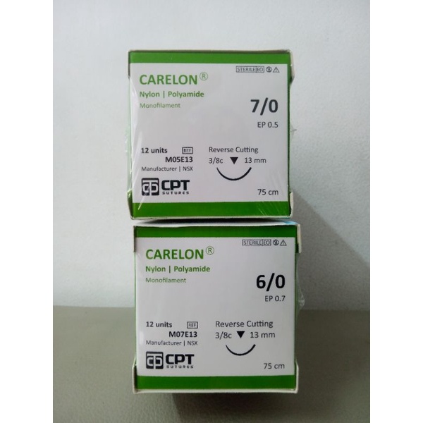 Chỉ phẫu thuật NYLON 7/0 + 6/0 (Carelon CPT). Combo 02 hộp.