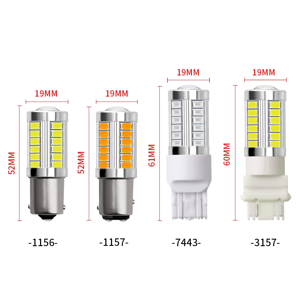 LED xi nhan, phanh, daylight, đèn lùi ô tô xe máy 33 bóng chân 1156, 1157, 7443, 3157, BA15S, P21W, BAU15S, PY21W, T20