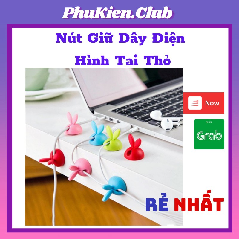 Nút Giữ Dây Điện Hình Tai Thỏ Chống Xoắn Rối, Cáp Sạc, Máy In