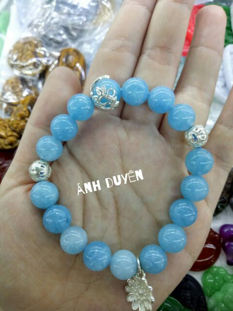 Aquamarine mix charm bạc cao cấp 925