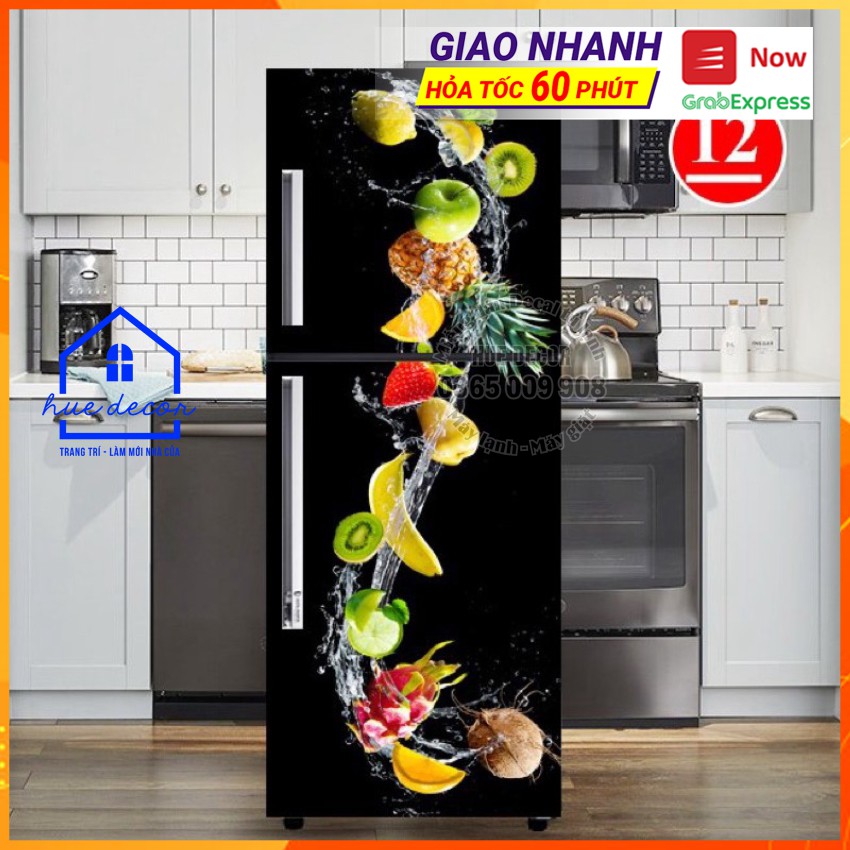 Giấy dán tủ lạnh chuyên dụng hoa quả nhiệt đới Hue decor chất liệu cao cấp siêu bền chống nước, ẩm mốc