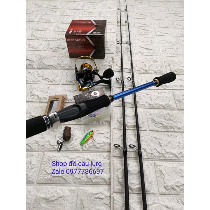 bộ cần shimano 2 đọt M và ML máy REELSKiNG SF3000 kèm phụ kiện