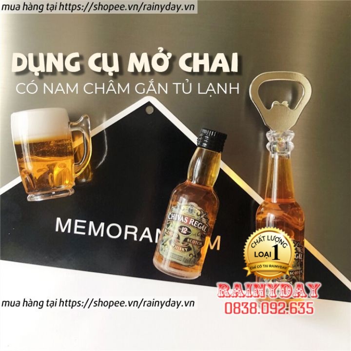 Dụng cụ khui bia, đồ mở nắp chai bia nước ngọt hình chai bia có nam châm hít tủ lạnh