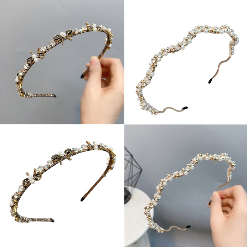 Flgo Băng Đô Đính Đá Ngọc Trai Thời Trang Thanh Lịch Dùng Làm Đạo Cụ Chụp Ảnh Tiệc Tùng