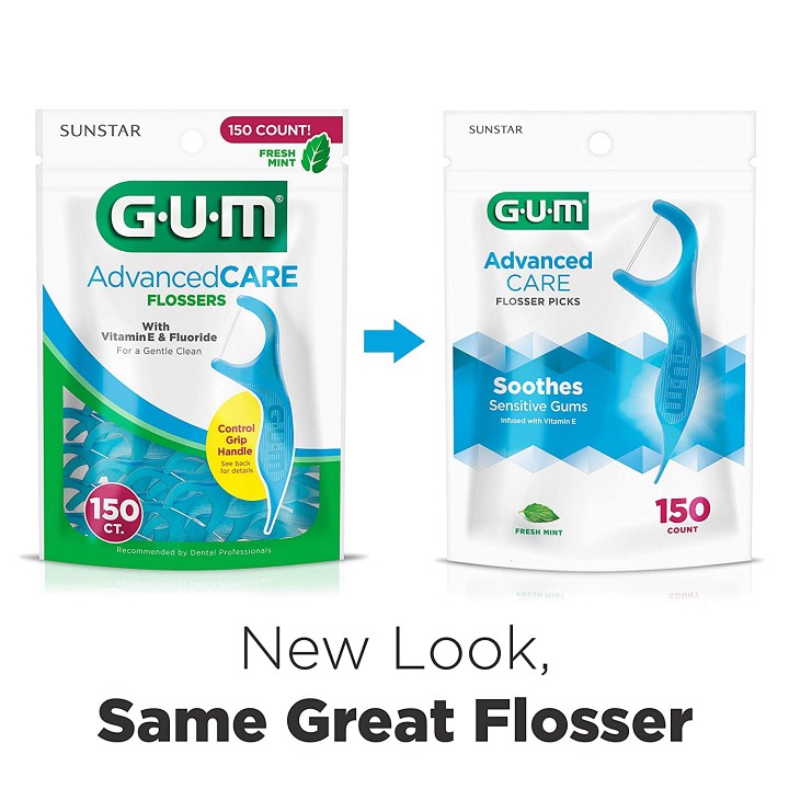 Tăm chỉ nha khoa Gum Advanced Care Flosser Picks, gói 150 cây [Hàng Mỹ]