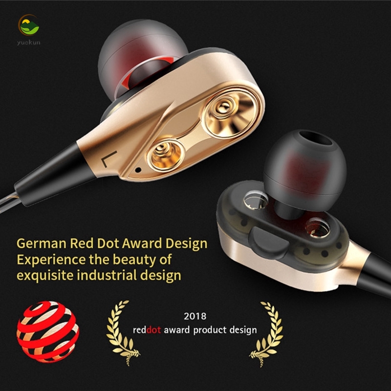 【YUKV】Earphone Dual dynamaic Driver Super Bass Stereo dengan Kabel