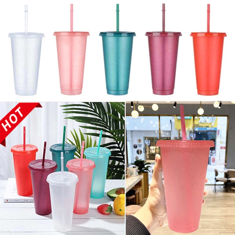 Bình Nước Nhựa Dung Tích 480ml/710ml Có Ống Hút Tiện Dụng