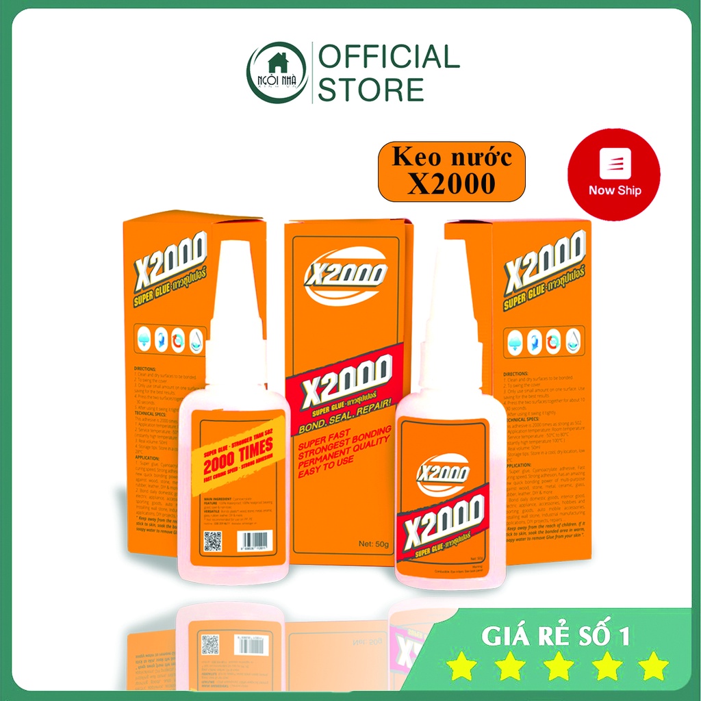 Keo Dán X2000 Siêu Dính, Keo Dán Đa Năng Dán Tất Cả Vật Liệu Bằng Gỗ, Vải, Gốm Sứ, Nhựa An Toàn Với Da Tay (Dạng nước)