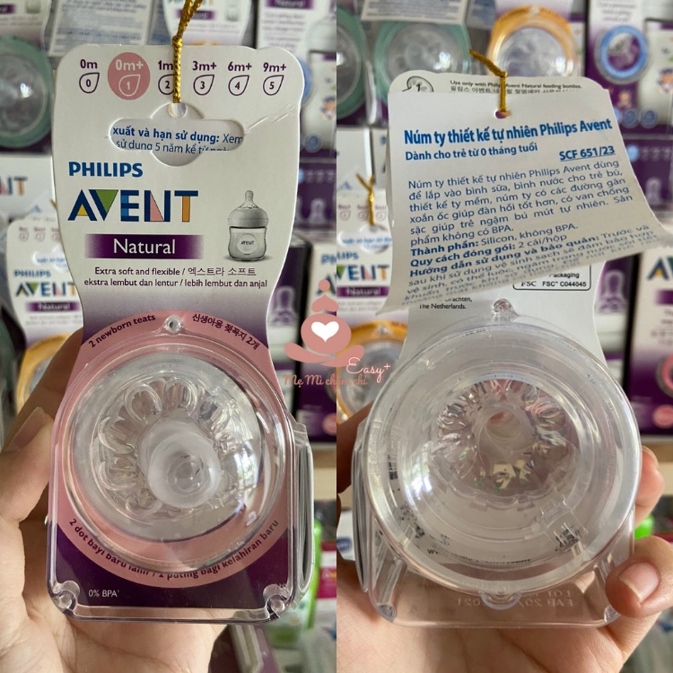 Núm Ti Silicon Bình Sữa Avent Cổ Rộng Cho Bé Sơ Sinh Đến 1 Tuổi