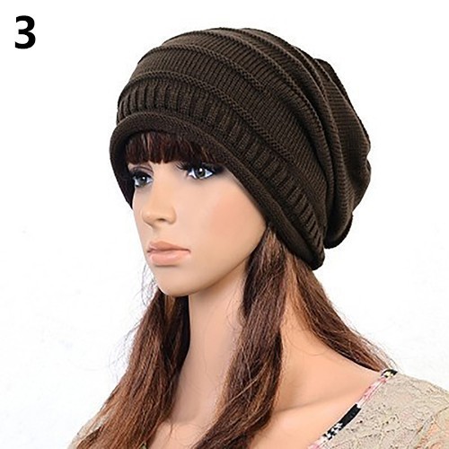 Mũ beanie len đan móc kiểu dáng thường ngày giữ ấm vào mùa đông dành cho nữ