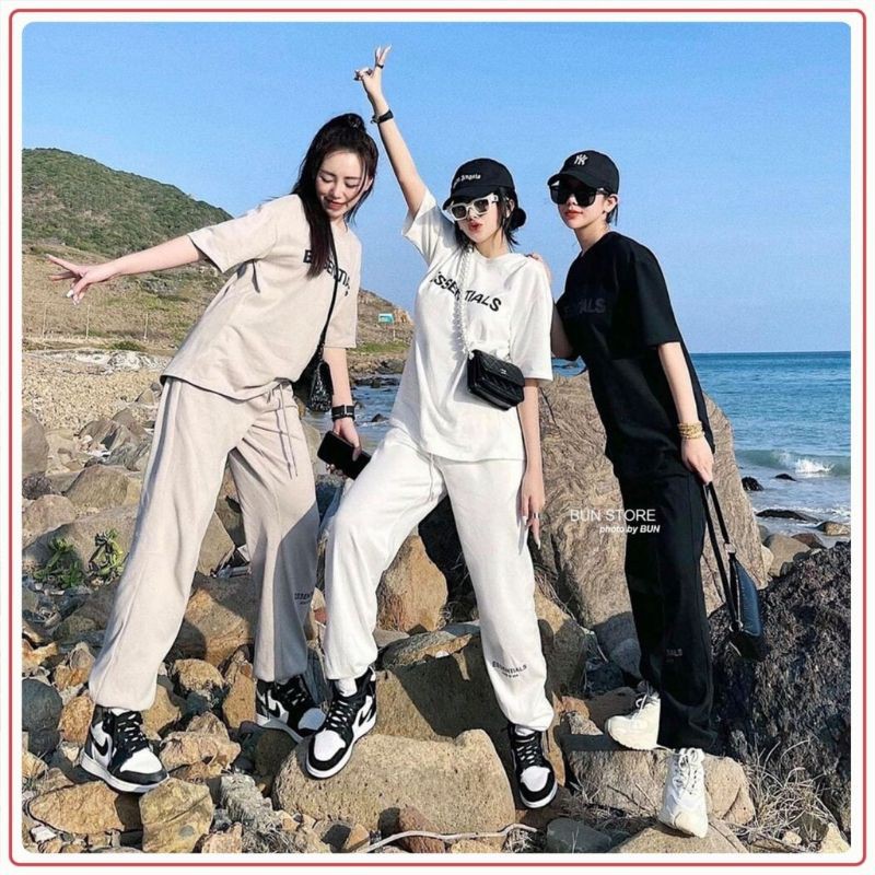 [Ảnh Thật Trải Sàn] Set Essen mix quần bom cotton xinh xắn 💖FREESHIP💖 Set bộ ESSEN 3 màu cực xinh