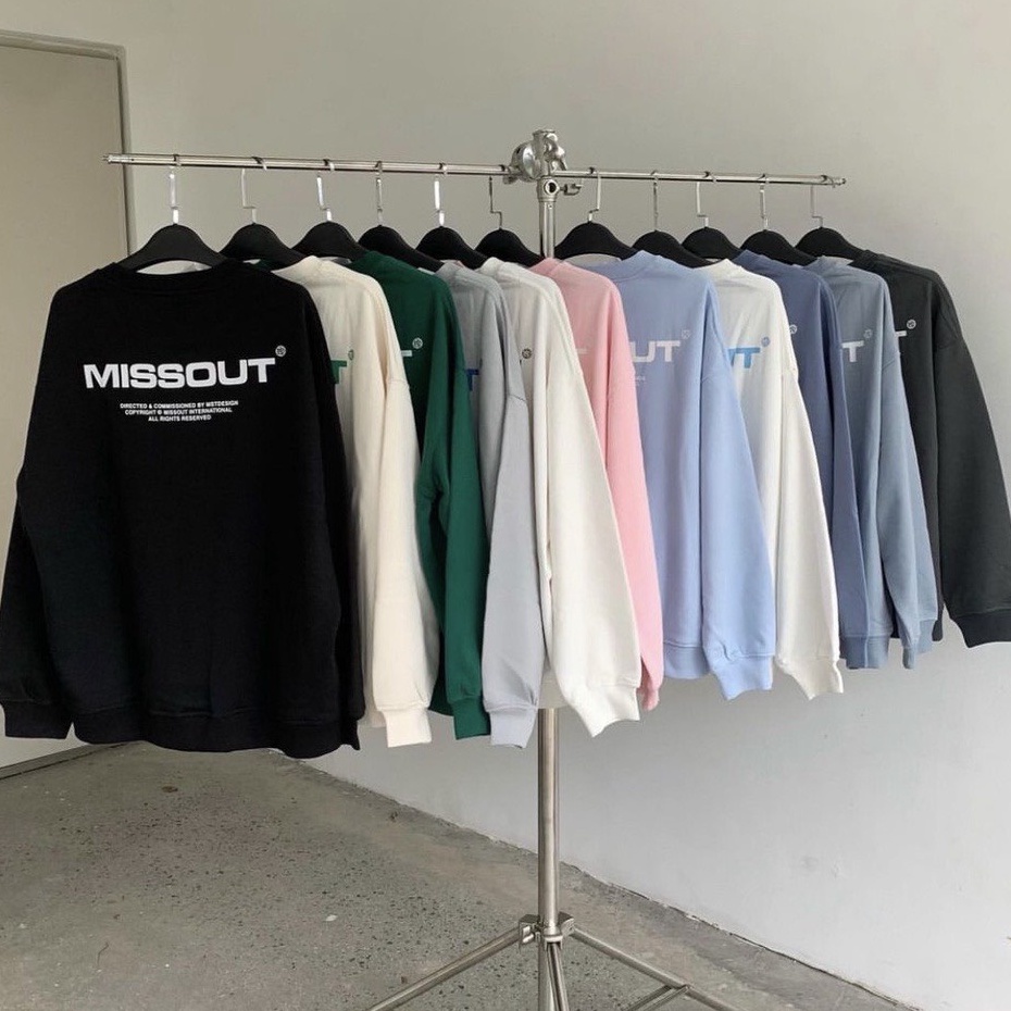 Áo Khoác Nỉ , Áo Sweater - Hoạ Tiết Chữ MISSOUT Đơn Giản Kèm Dây Rút Năng Động