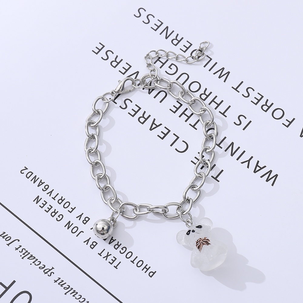 Vòng Tay Mặt Hình Gấu Trong Suốt Phong Cách hip-Hop unisex