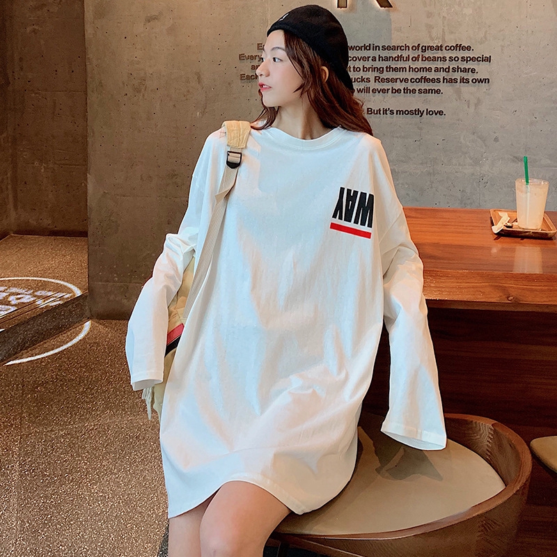 women tshirt loose casual Letter printing oversized long sleeve tshirtdress | BigBuy360 - bigbuy360.vn