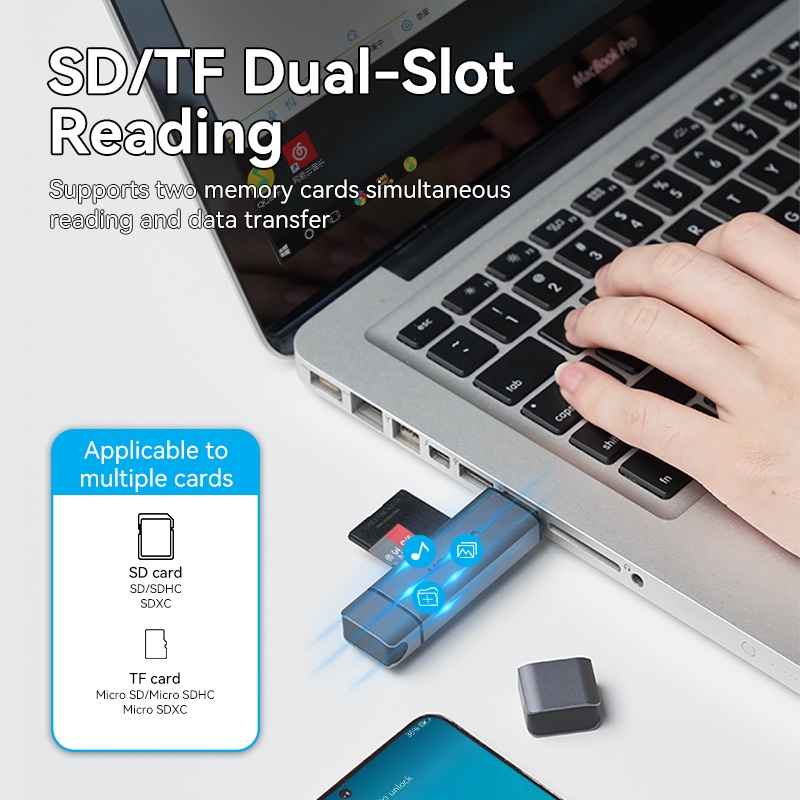 VENTION Ổ Cắm USB 3.0 Hỗ Trợ Đọc Thẻ Nhớ SD+TF Cho Điện Thoại/Máy Tính Bảng