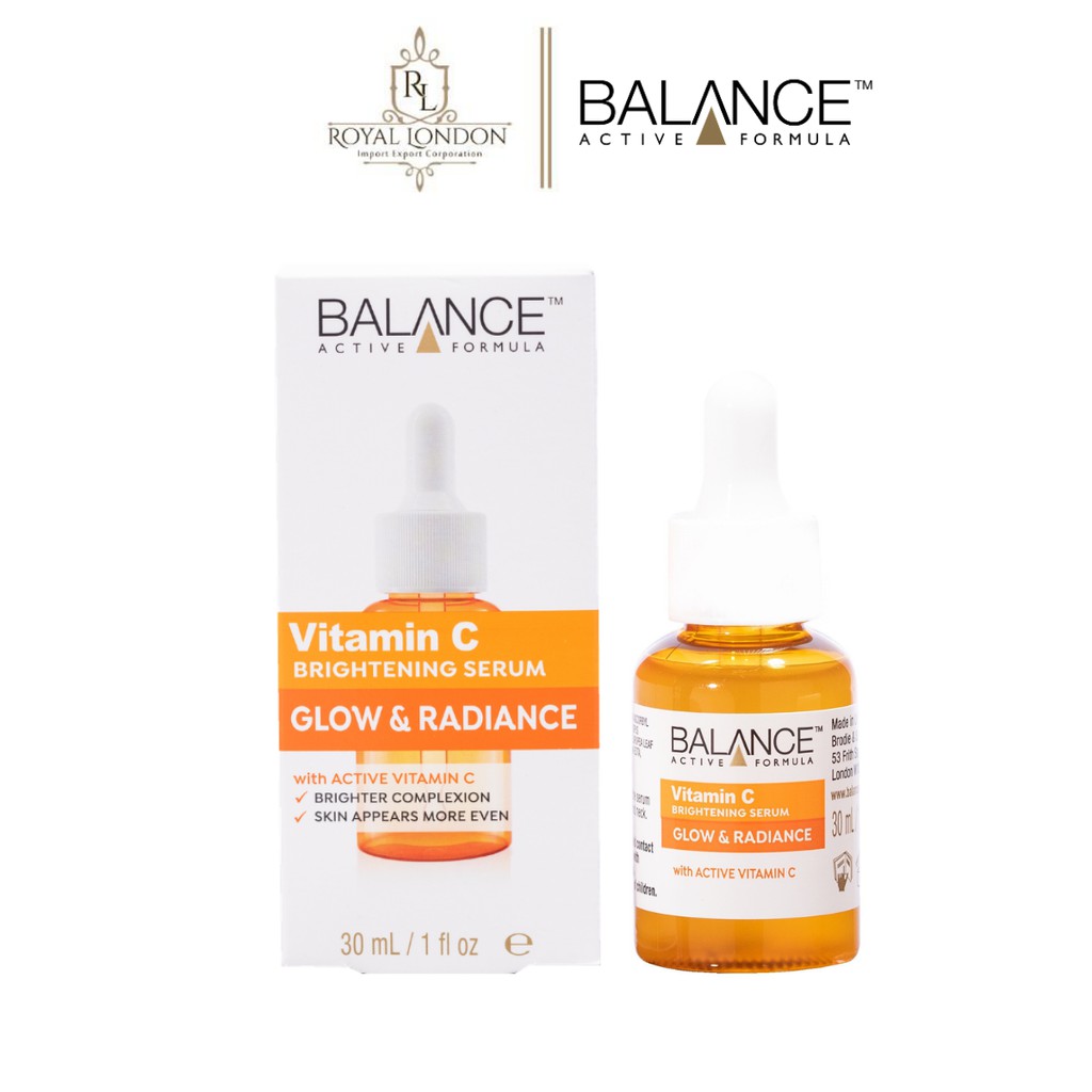 Combo trắng da căng mượt serum Vitamin C + serum Hyaluronic Balance Active Formula 30ml/ chai