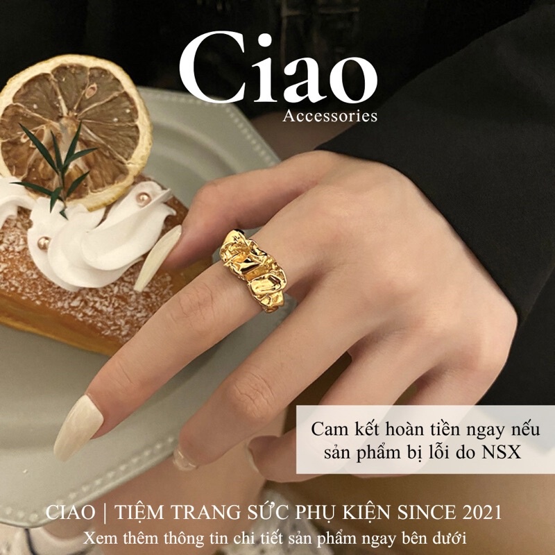 [HOẢ TỐC 1H] Nhẫn mạ bạc S925 thiết kế nhúng mới lạ phong cách trendy tinh tế Matthew Ciao