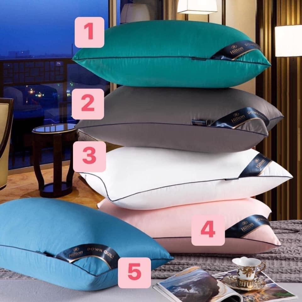 Combo 2 chiếc gối Hilton cao cấp xuất khẩu kích thước 45x70cm ruột bông êm ái dày đẹp siêu xịn