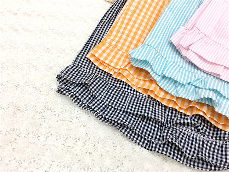 Quần Short Cotton Phối Ren Họa Tiết Kẻ Sọc Thời Trang Đi Biển Cho Nữ