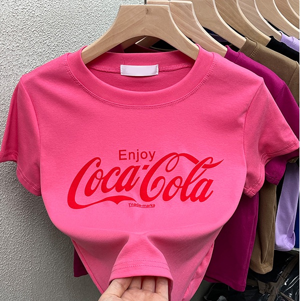 Áo Thun Tay Ngắn Cổ Tròn Form Ôm In Chữ Thời Trang Mùa Hè Cho Nữ