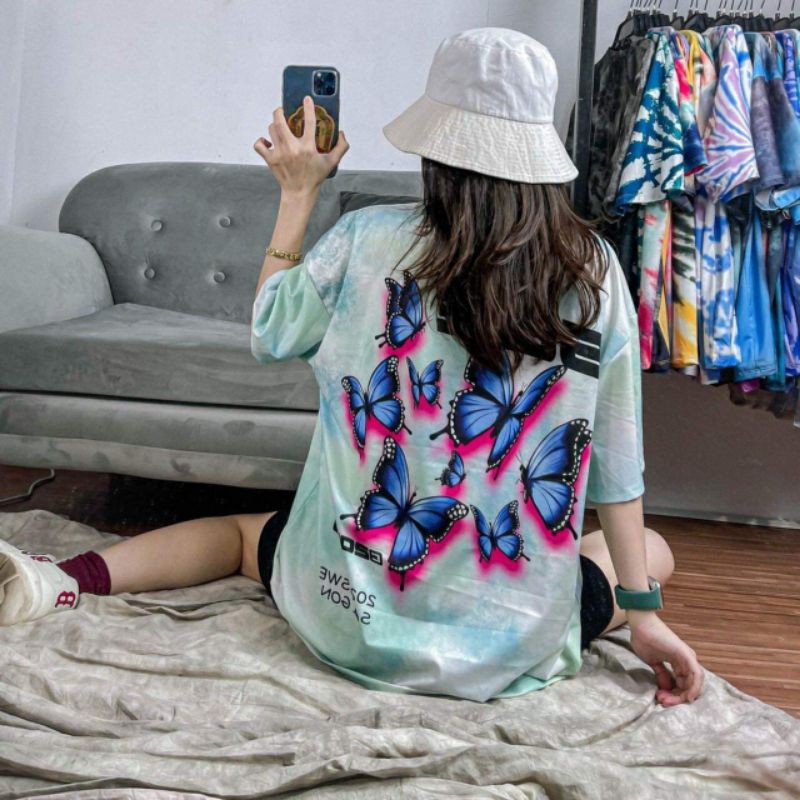 Áo Thun Nữ Loang In 3D🍀 Áo Phông Trơn Vải Cotton Loang Nữ Form Rộng