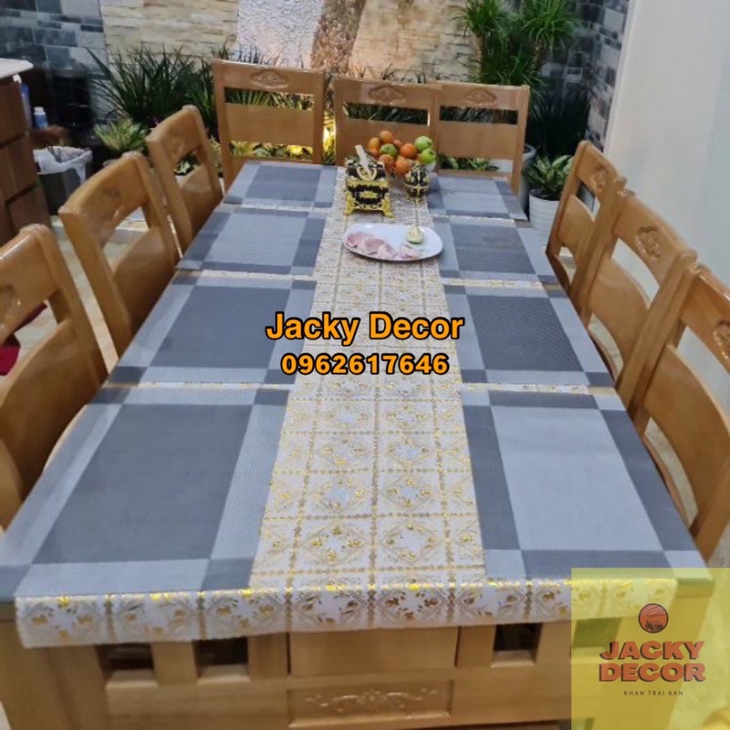 Khăn trải bàn ren hoa khổ combo 55x125cm và 80x155cm