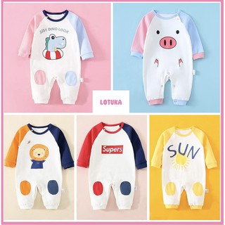 Áo liền quần cho Bé trai Bé gái mẫu quần áo trẻ em dài tay thu đông hình dễ thương chất cotton mền mịn
