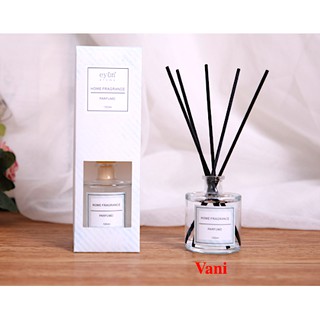 Bộ tinh dầu nước hoa thơm phòng Eyun hương Vani gồm 1 chai tinh dầu 50ml + 1 bộ que khuếch tán màu đen
