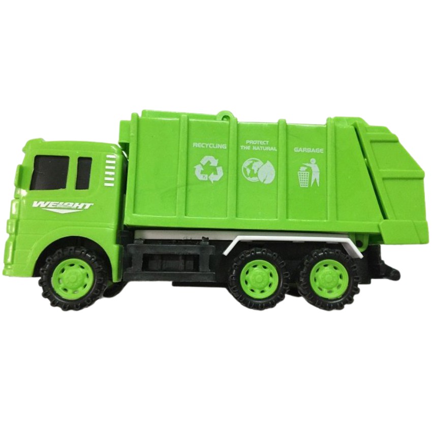 Đồ Chơi Xe Chở Rác Gồm 4 Chiếc Màu Xanh Lá, Di Chuyển Đà Cót, Dành Cho Các Bé Đam Mê Sưu Tập Xe