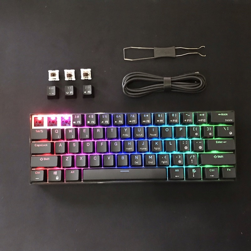 RK61 RGB HOTSWAP - Bàn Phím Cơ không dây Royal Kludge RK61 RGB kết nối 3 chế độ (Bluetooth - 2.4G - Dây type