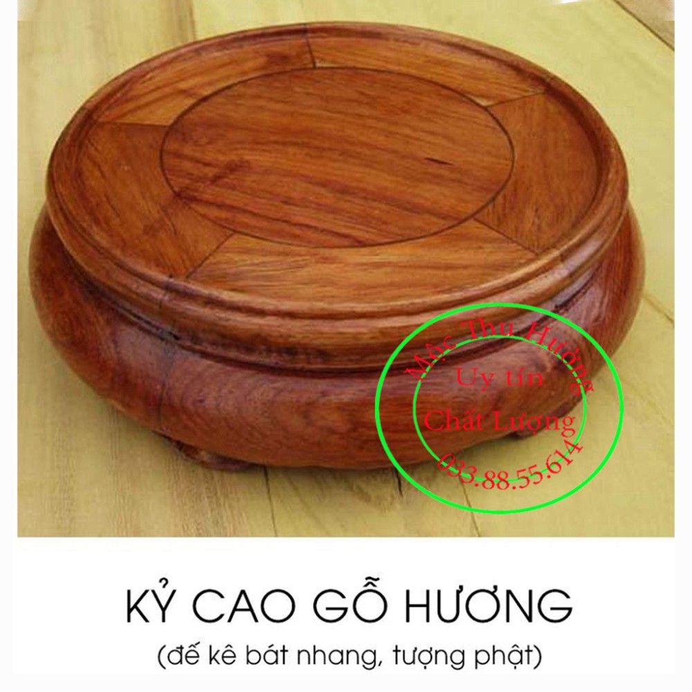 Đế không chân - Kỷ tròn - Chân để bát hương tròn gỗ hương cao cấp cao 6cm