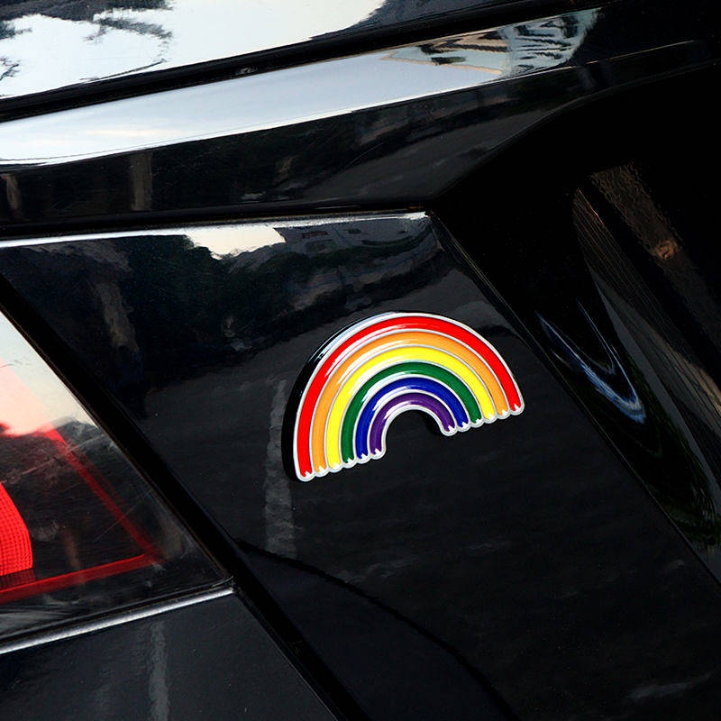 Rainbow Car Logo Car Personality Metal Modification Car Body Sticker Rear Car Badge Electric Car Motorcycle Decorative Sticker Fuel Tank Stickers qjVu