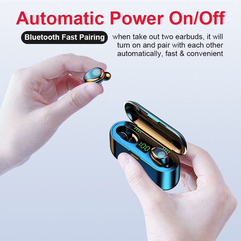 Tai Nghe Bluetooth 5.0 Aivk F9 Tws Điều Khiển Cảm Ứng Có Đèn Led | BigBuy360 - bigbuy360.vn