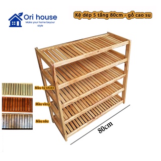 Kệ dép gỗ 5 tầng ngang 80cm - chất liệu gỗ cao su - nội thất ori
