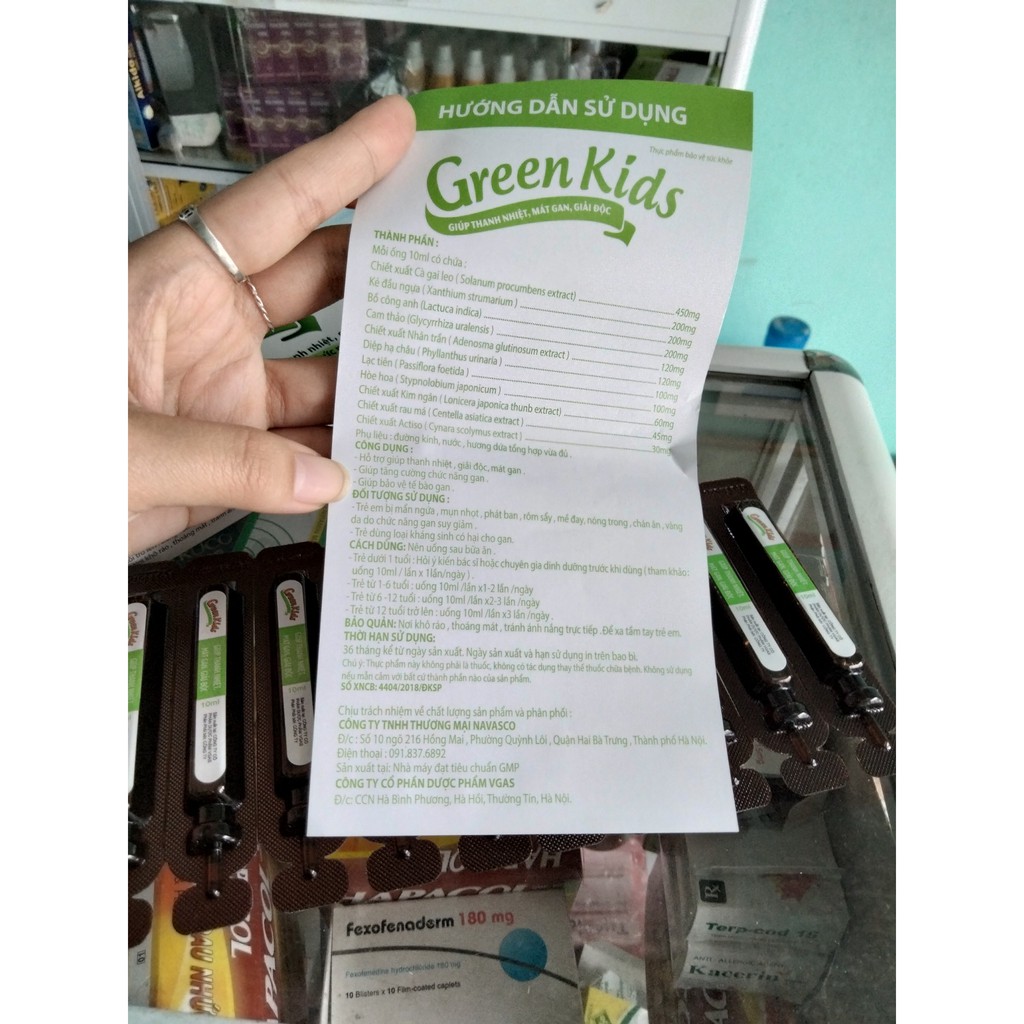 Siro ống Green Kids bổ gan nước giúp mát gan, thanh nhiệt, giải độc cho bé