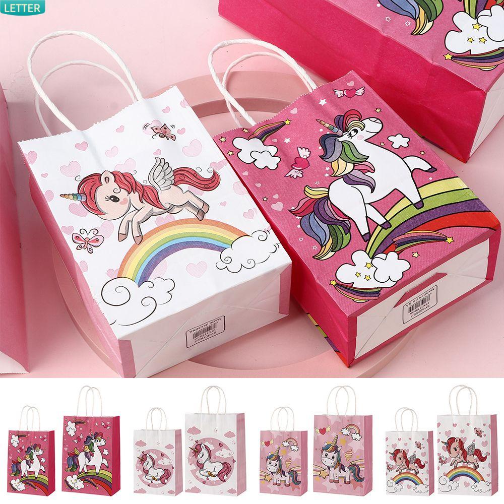 Set 6 Túi Giấy Đựng Bánh Kẹo Hình Kỳ Lân Dễ Thương Đa Năng