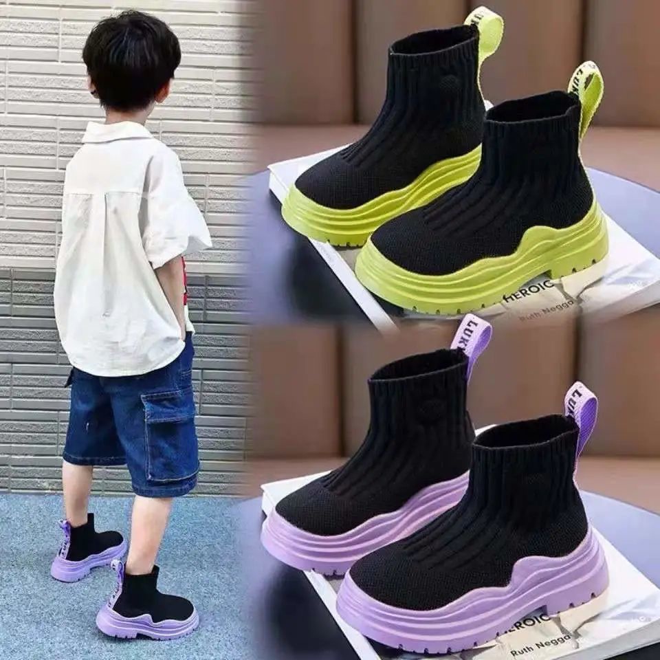 Mới Giày Bốt Cổ Thấp Phối Lưới Thoáng Khí Thời Trang 2022 Cho Bé Gái