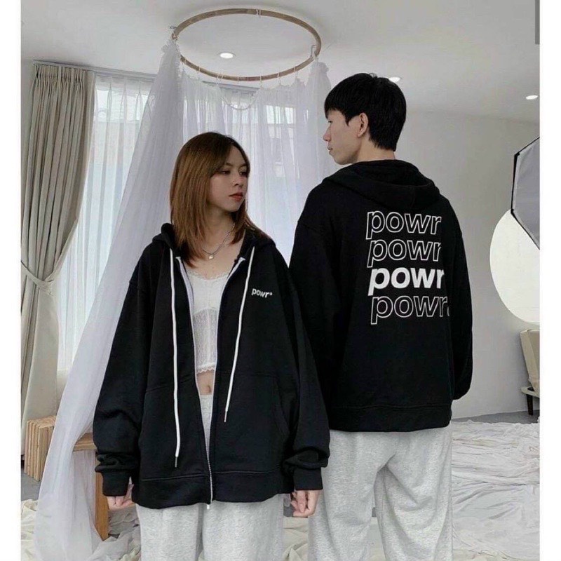 Áo Khoác Nỉ Form Rộng Nữ The Delia Áo Hoodie Zip Nữ Form Rộng Nỉ Bông Có Mũ Khóa Kéo POWR KNK07 | BigBuy360 - bigbuy360.vn