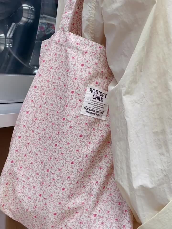 (CÓ SẴN) Túi vải cotton mỏng nhẹ, may 2 lớp đeo vai hoạ tiết hoa nhí Vintage Phong cách Hàn Quốc (41 x 40cm) | BigBuy360 - bigbuy360.vn
