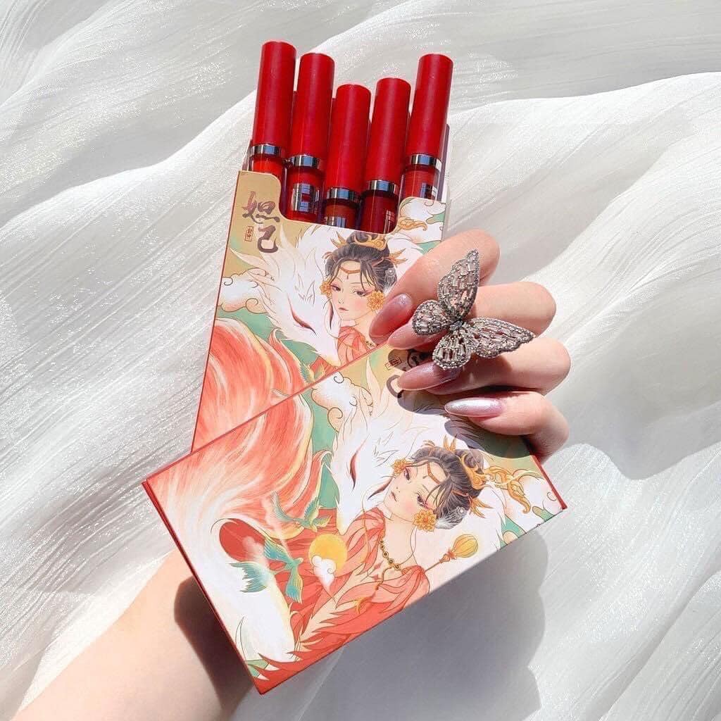 Bộ 5 thỏi son cổ trang hình cô gái♥️FREESHIP♥️ CHẤT SON KEM LÌ, kèm video mẫu thử màu | BigBuy360 - bigbuy360.vn