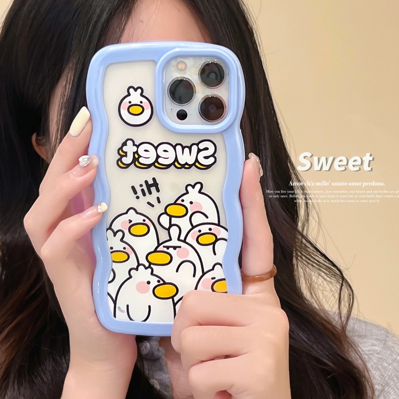 Ốp lưng iphone Ốp Điện Thoại Nhựa Acrylic Phối Ren Họa Tiết Chú Vịt Dễ Thương Cho Iphone 13Promax 14pro 11Pro 8 Dinuo case